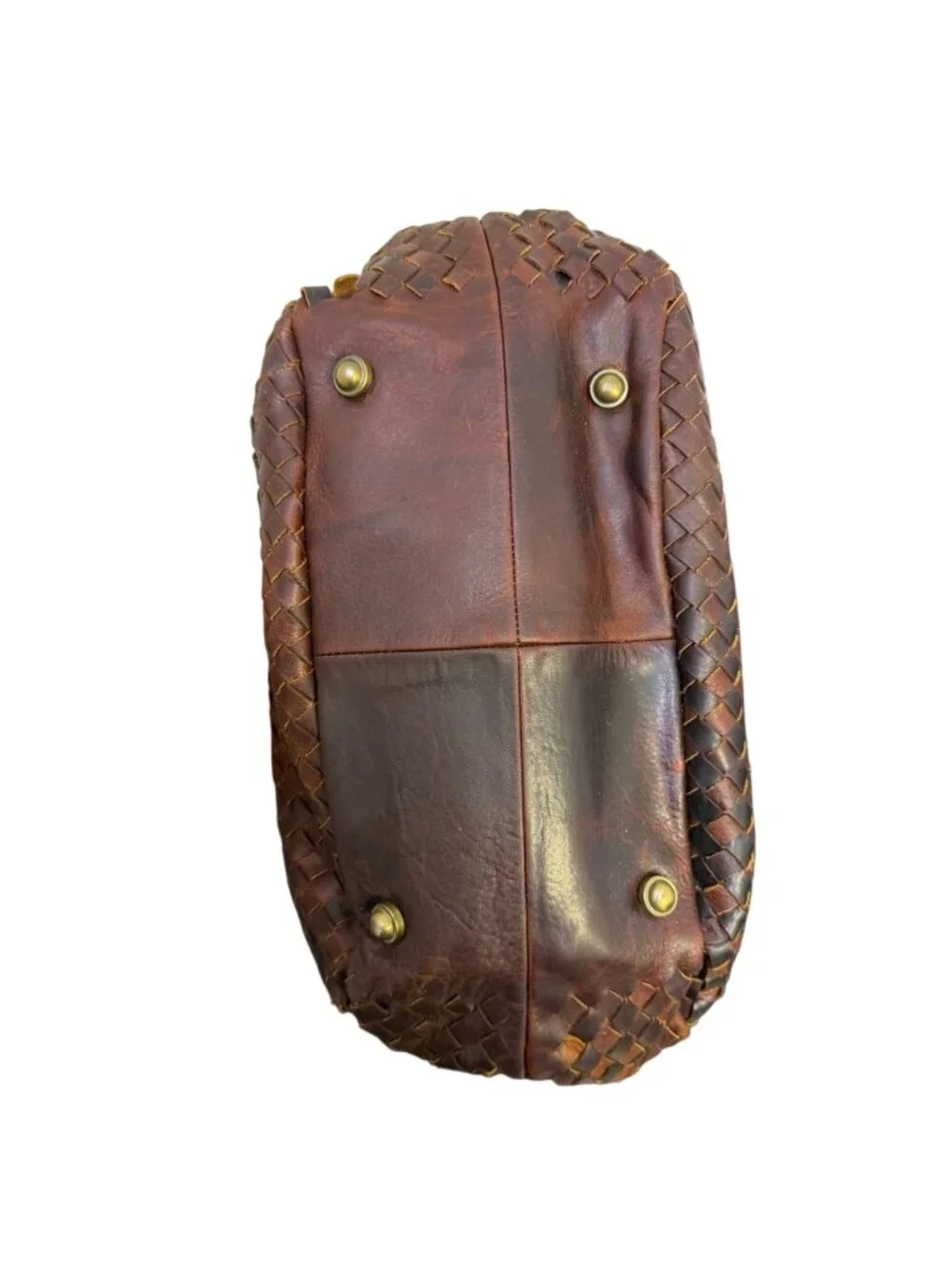 American Darling Brown Leather Woven Hobo Bag
